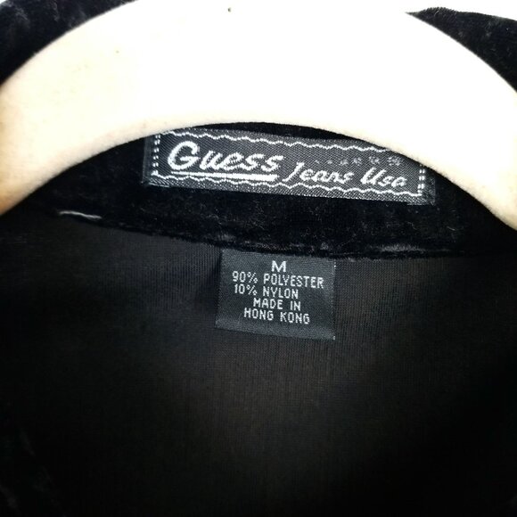 Vintage Guess Black velvet button up sweatshirt jacket size medium - Picture 10 of 10